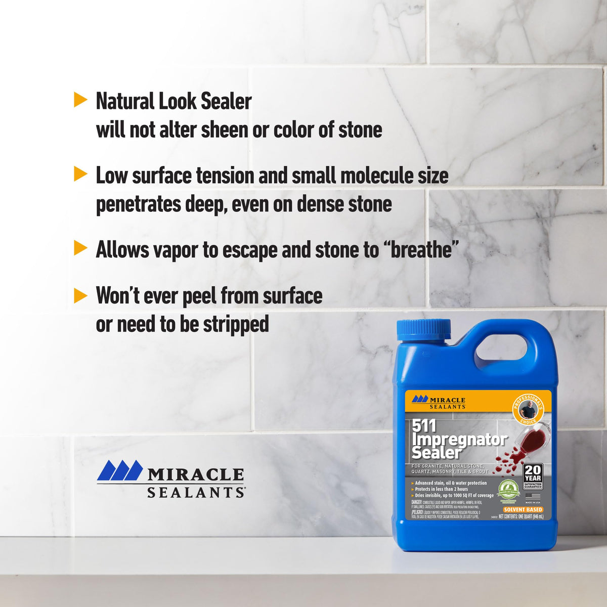 Miracle Sealants 511 Impregnator suitable for interior and exterior use on porous surfaces