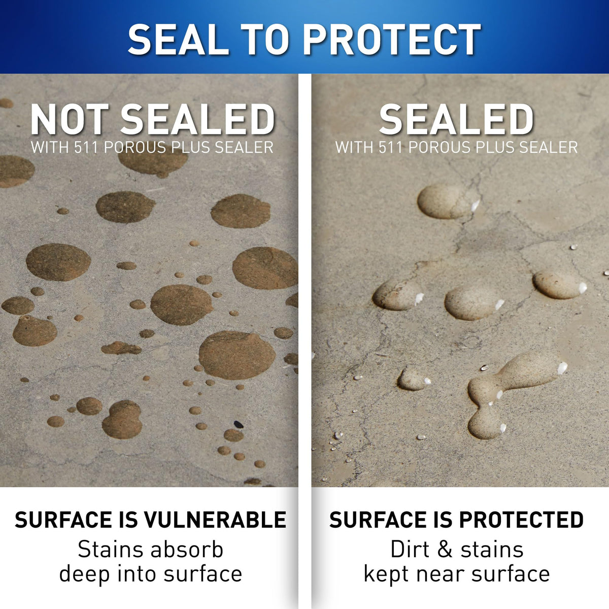 511 Porous Plus on porous tile protects against stains while preserving color.
