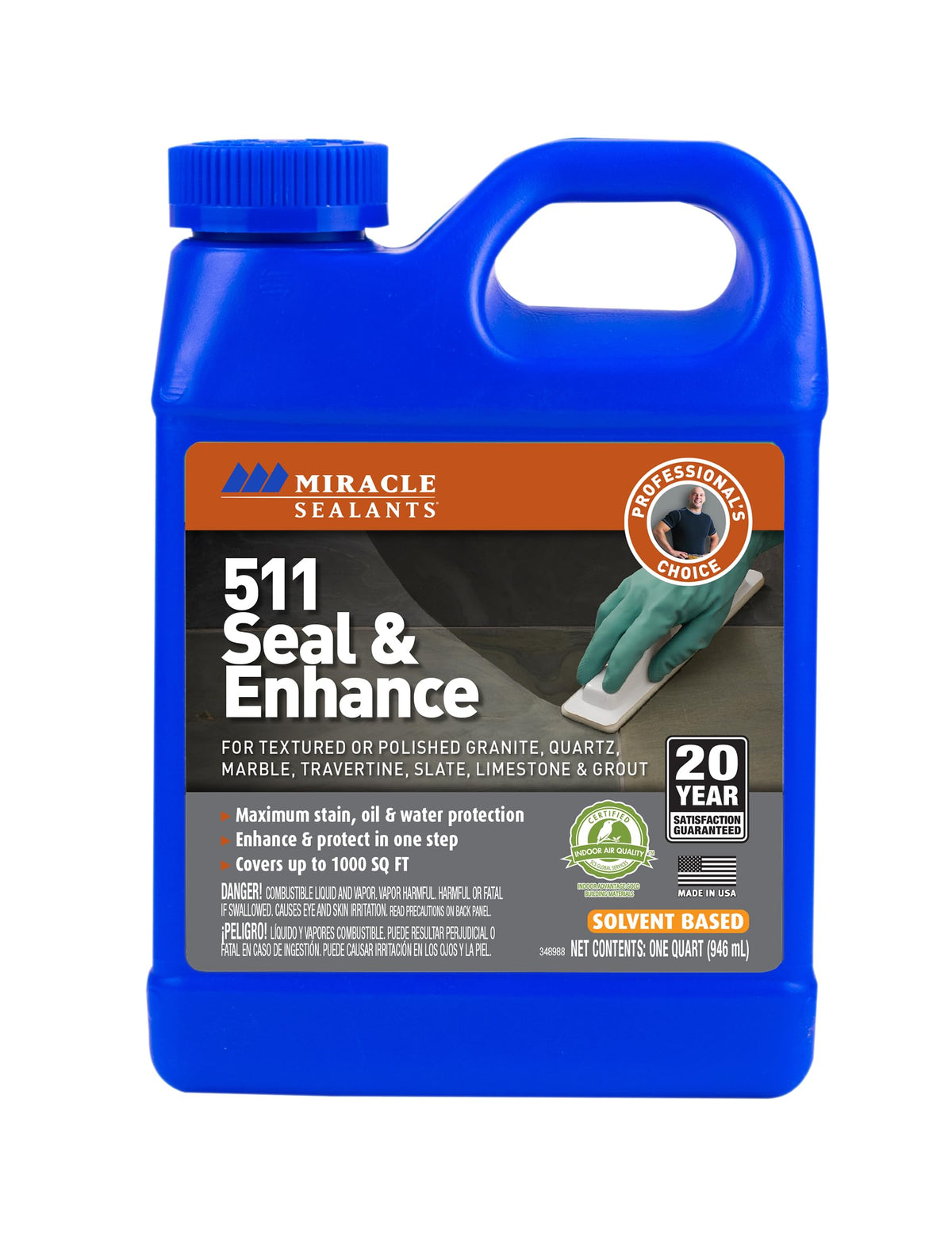 Miracle Sealants 511 bottle ready to seal and enrich stone surfaces.