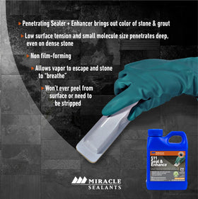Grout line treated with 511 Seal & Enhance for stain resistance.