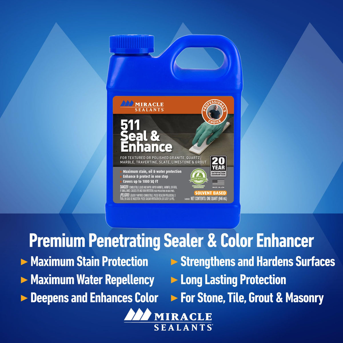 Miracle Sealants 511 being applied to tile for color boost and protection.