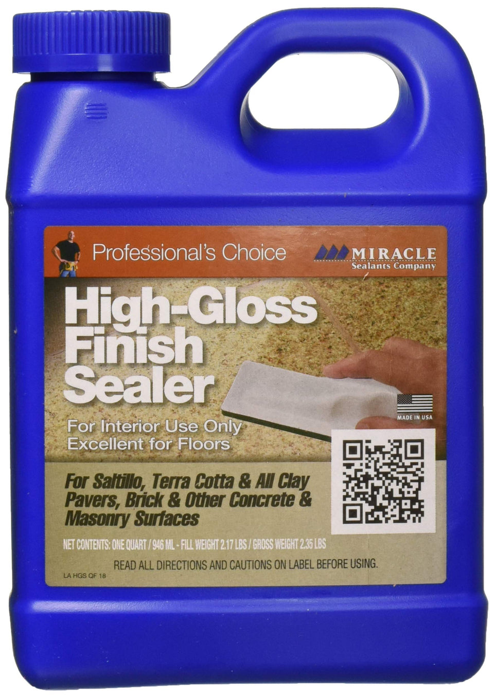 Miracle Sealants Mira Shine bottle demonstrates high-gloss interior sealer for tiles.