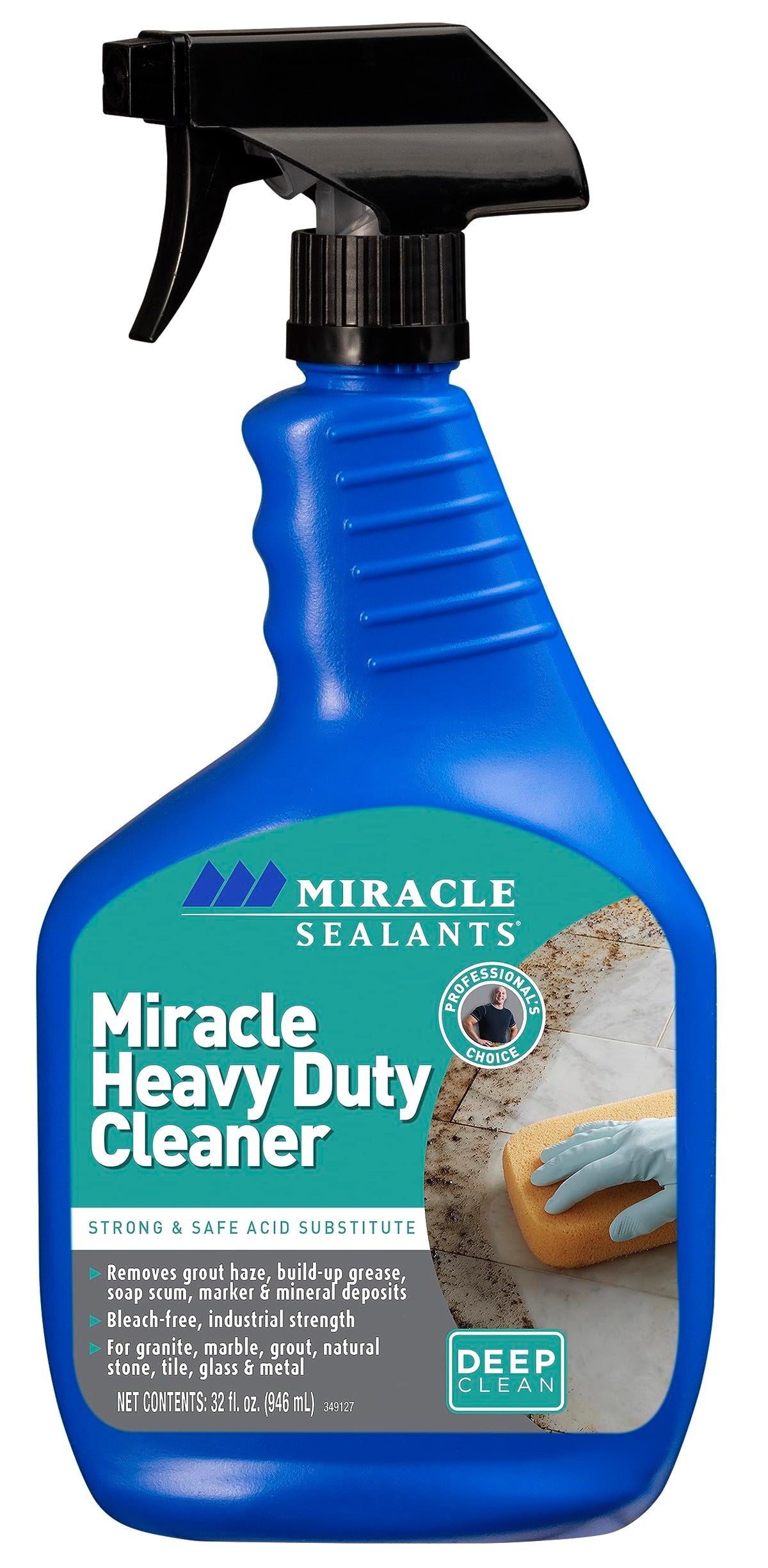 Miracle Sealants Miracle Heavy-Duty Cleaner for tile and stone, non-acid formula safely removes grout haze.