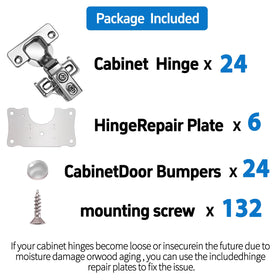 Mirdinner concealed hinges for 1/2-inch overlay providing quiet closing