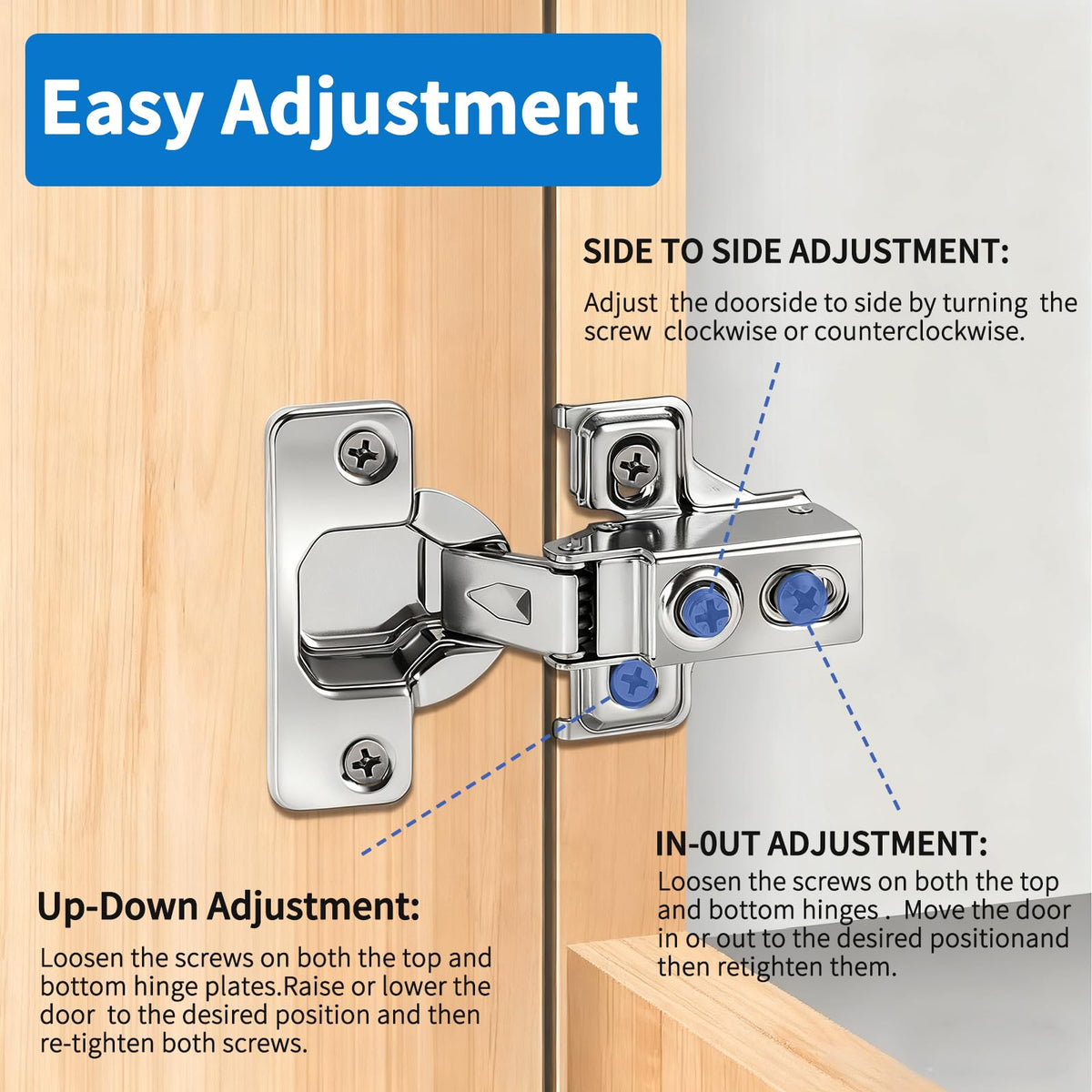 Stainless steel Mirdinner hinges offering durable cabinet performance