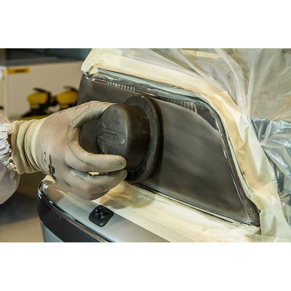 Mirka Dry Guide Coat Black shows powder coverage for a smooth sanding base
