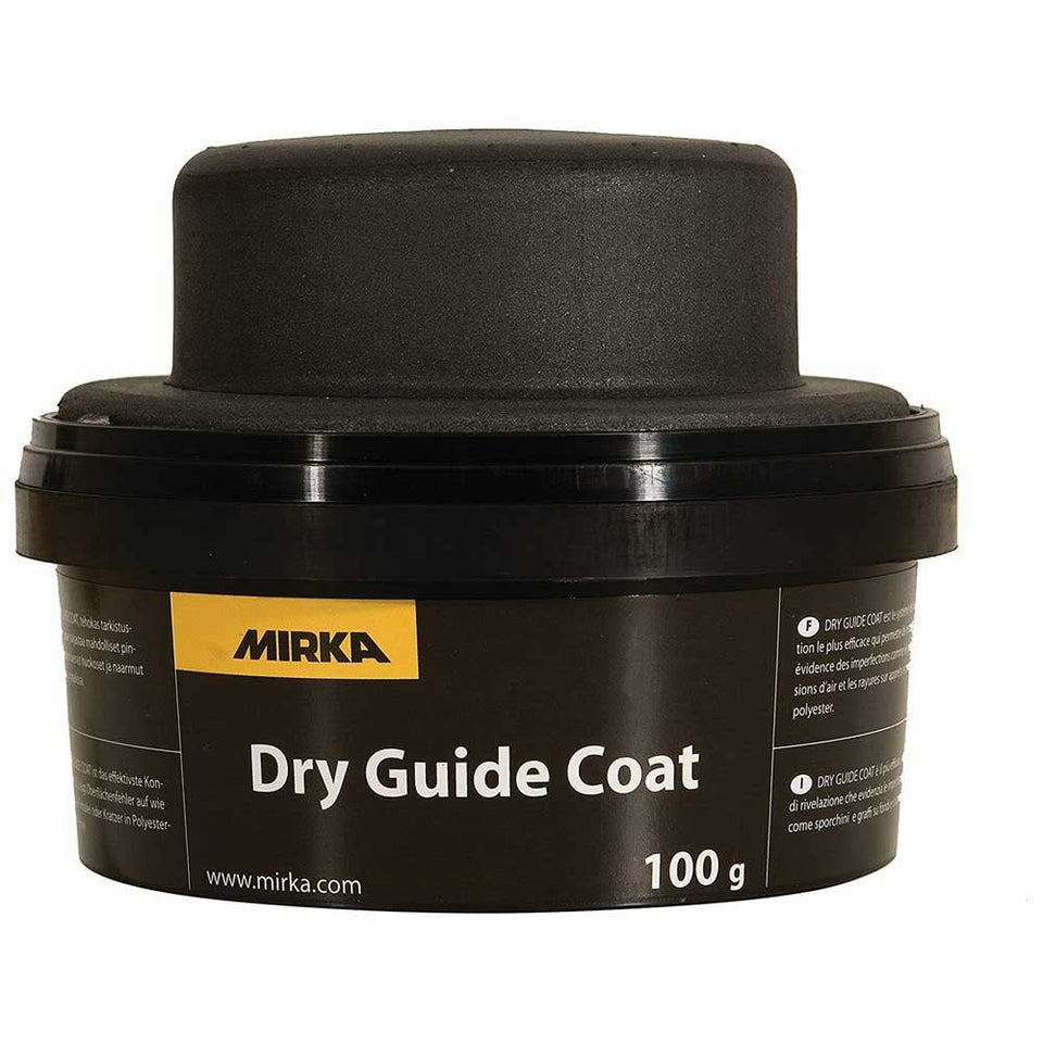 Mirka Dry Guide Coat Black with Applicator reveals scratches quickly on light panels
