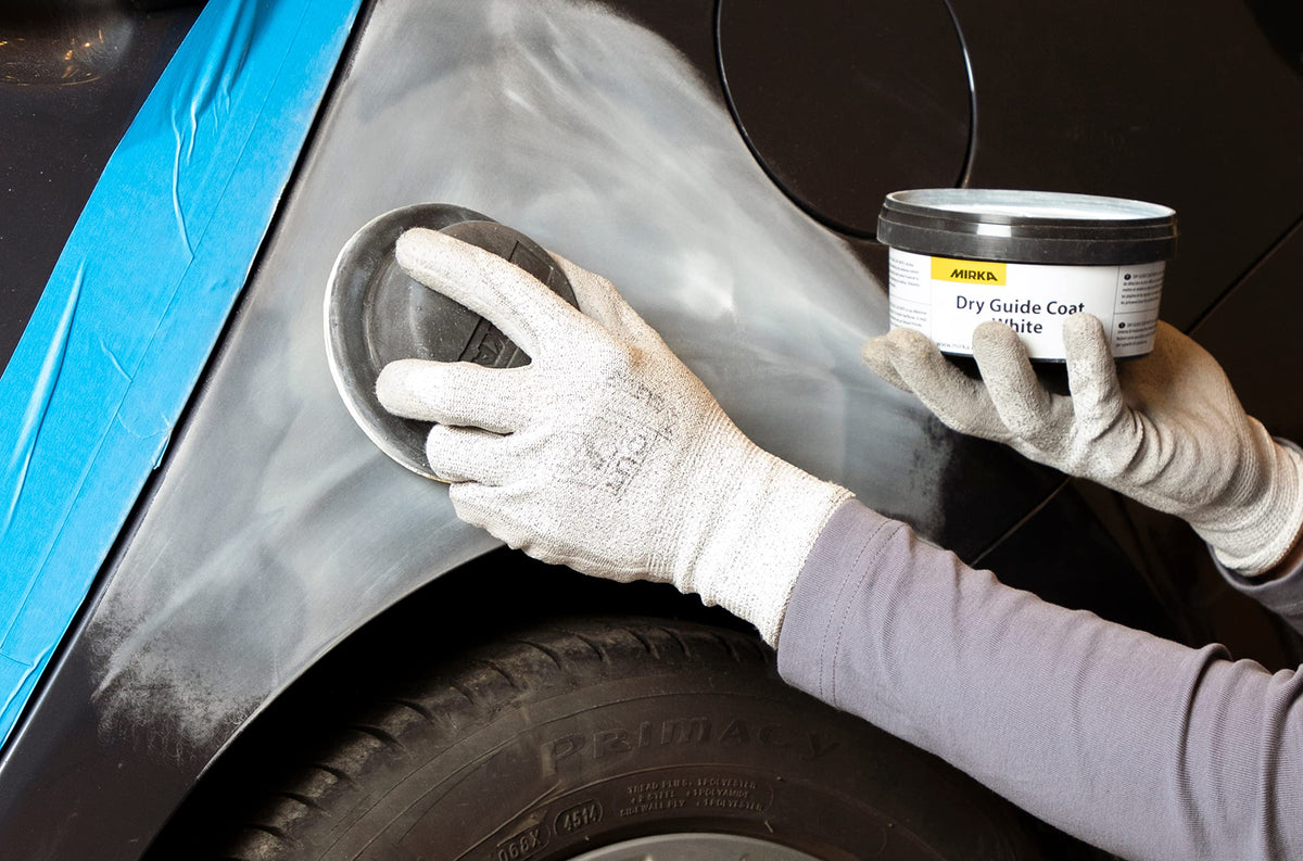 Mirka Dry Guide Coat provides total coverage and immediate sanding readiness