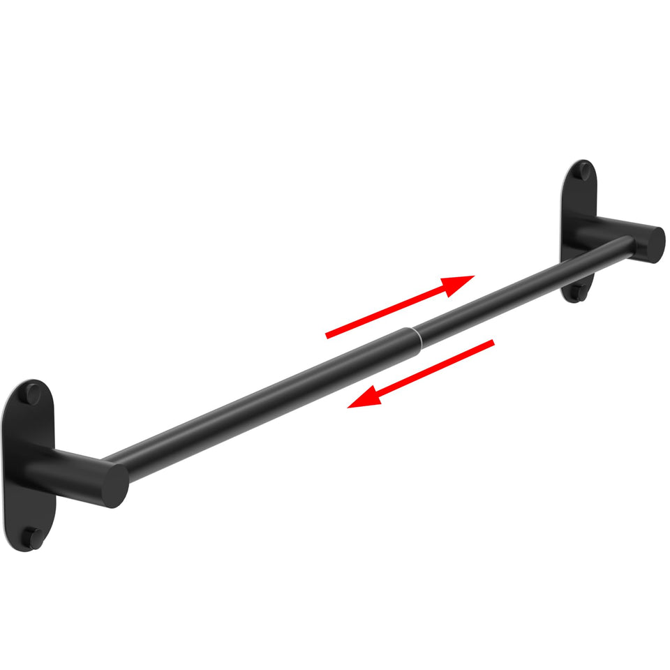 MIROAMZ towel bar shows adjustable length for flexible bathroom organization.