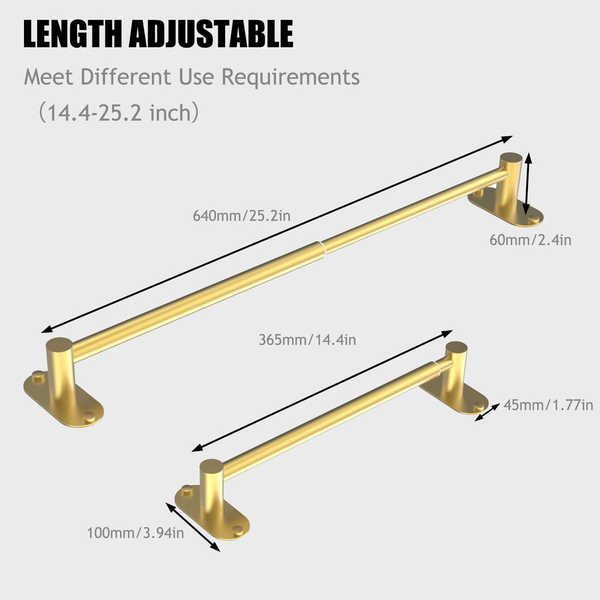 MIROAMZ towel bar in gold finish adds style to bathroom