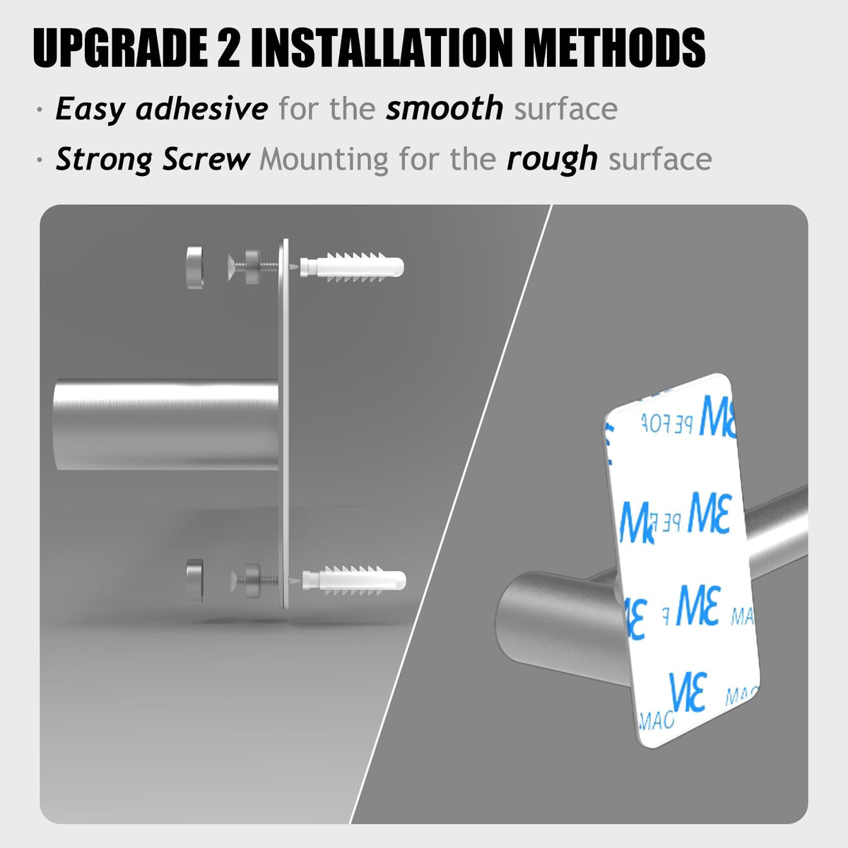 MIROAMZ towel bar nickel brushed finish highlights contemporary style.