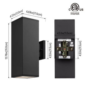 mirrea two-pack porch light side view showcases durable matte black finish.