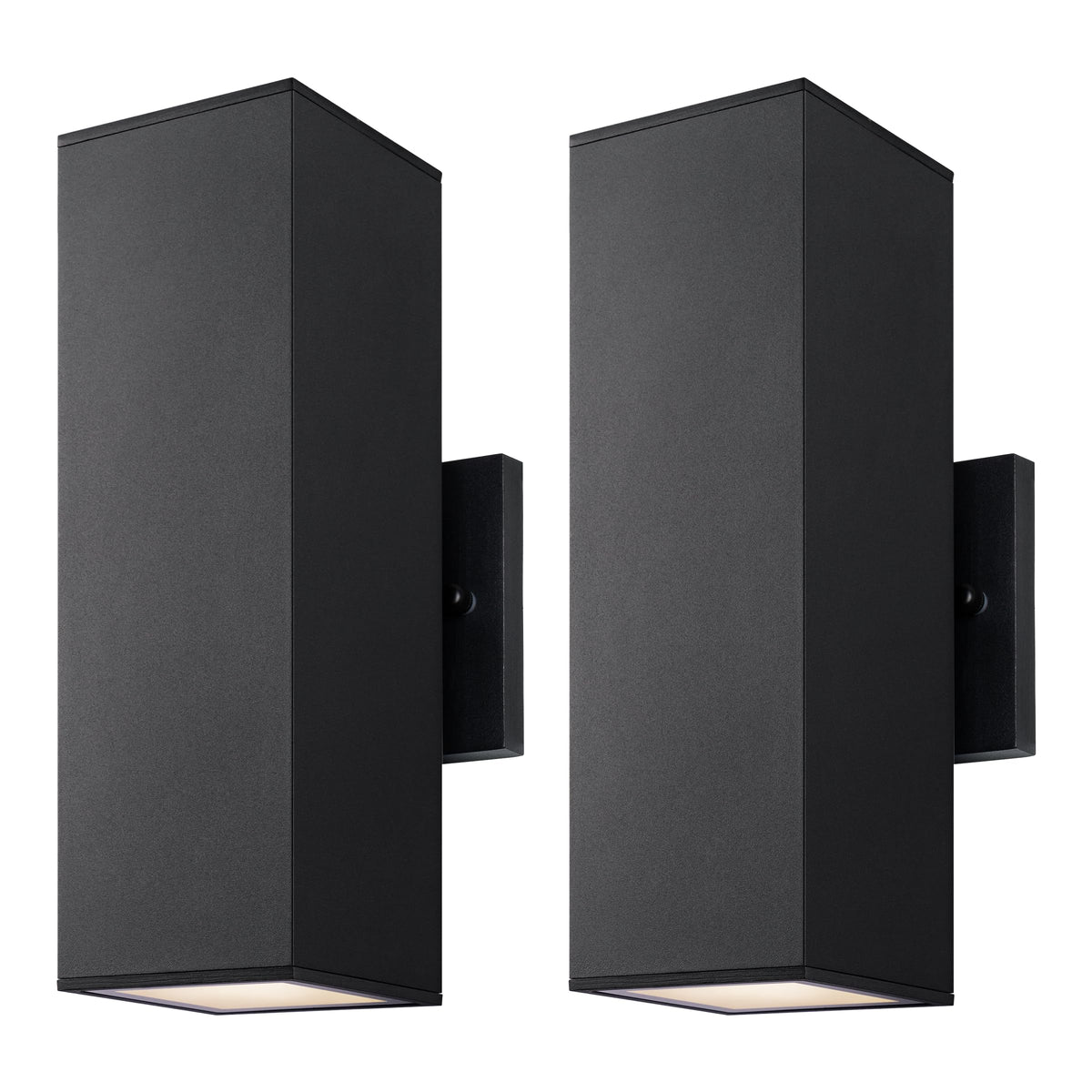 Mirrea outdoor porch light 2-pack front view showing modern matte black finish for curb appeal and entry lighting.