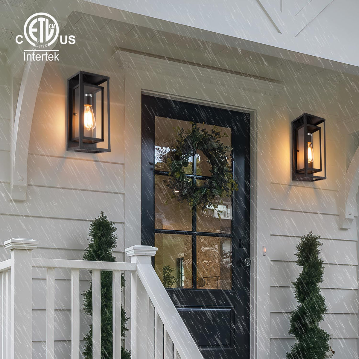 Mirrea pack of 2 outdoor sconces provides coordinated exterior lighting