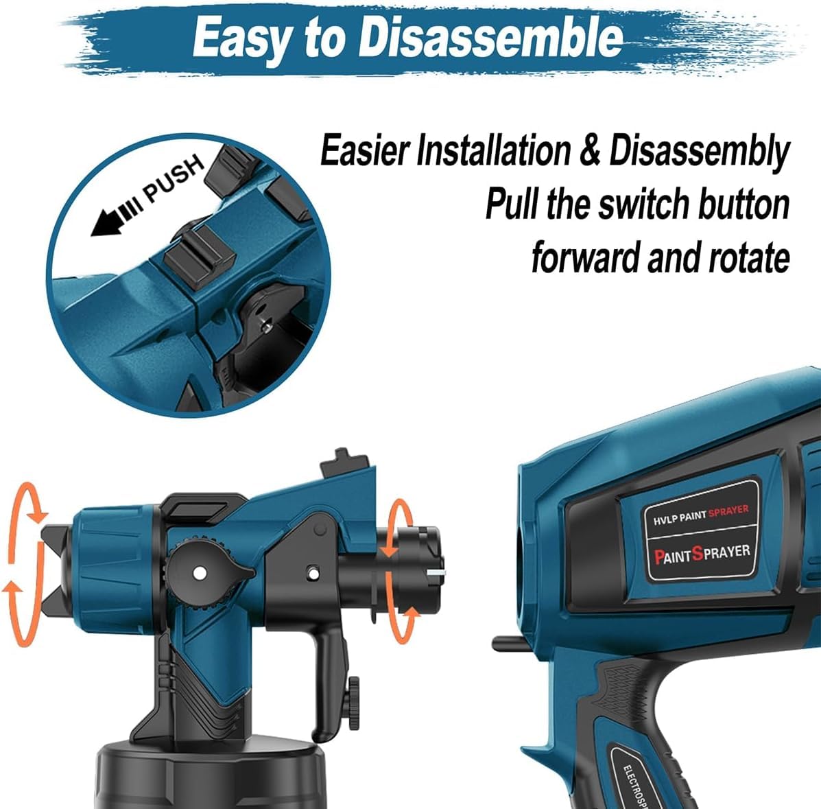 MirrorZone paint sprayer easy-clean-disassembly allows tool-free cleaning for quick maintenance.