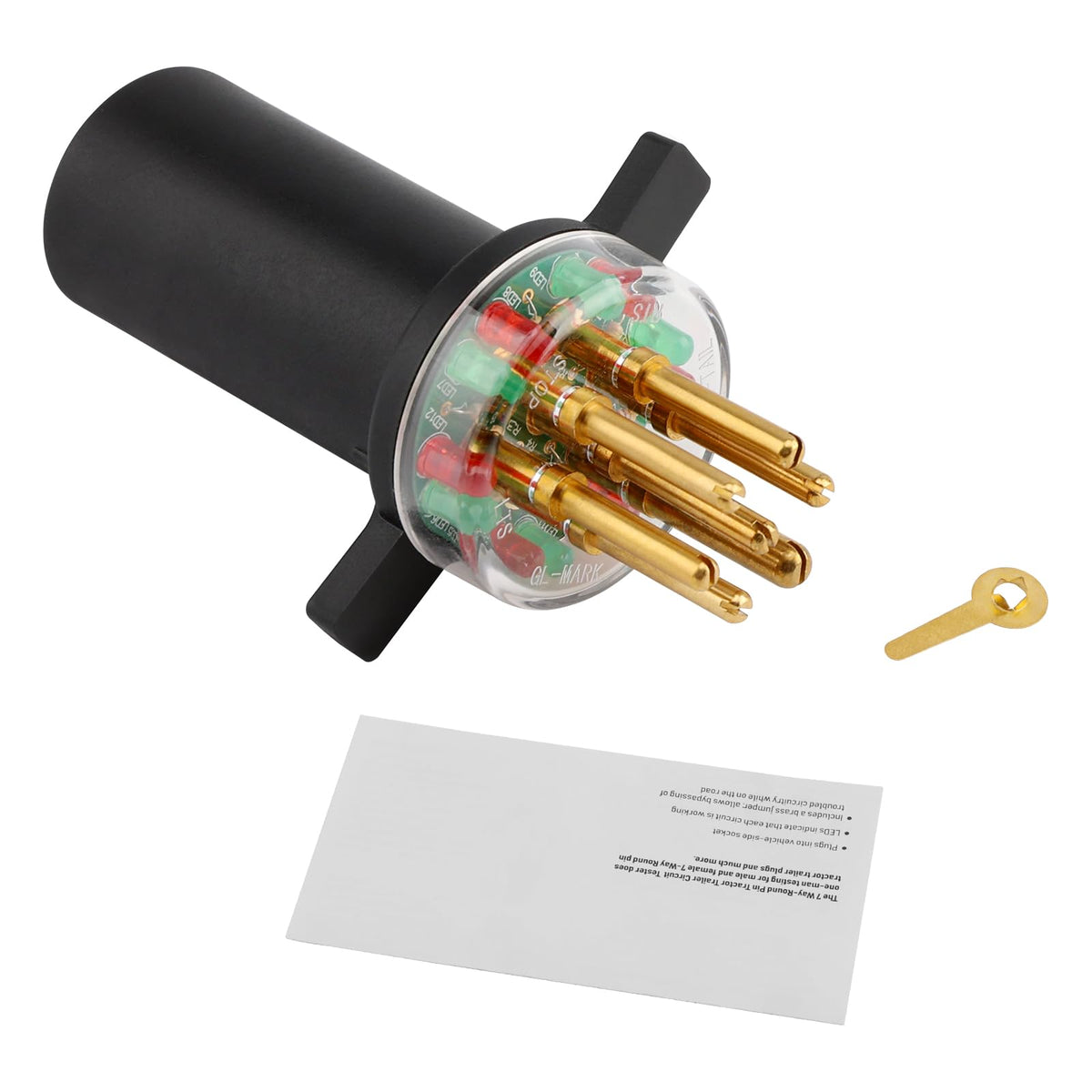 Misakomo 7-Way Round Pin Trailer Light Tester enables quick wiring diagnostics