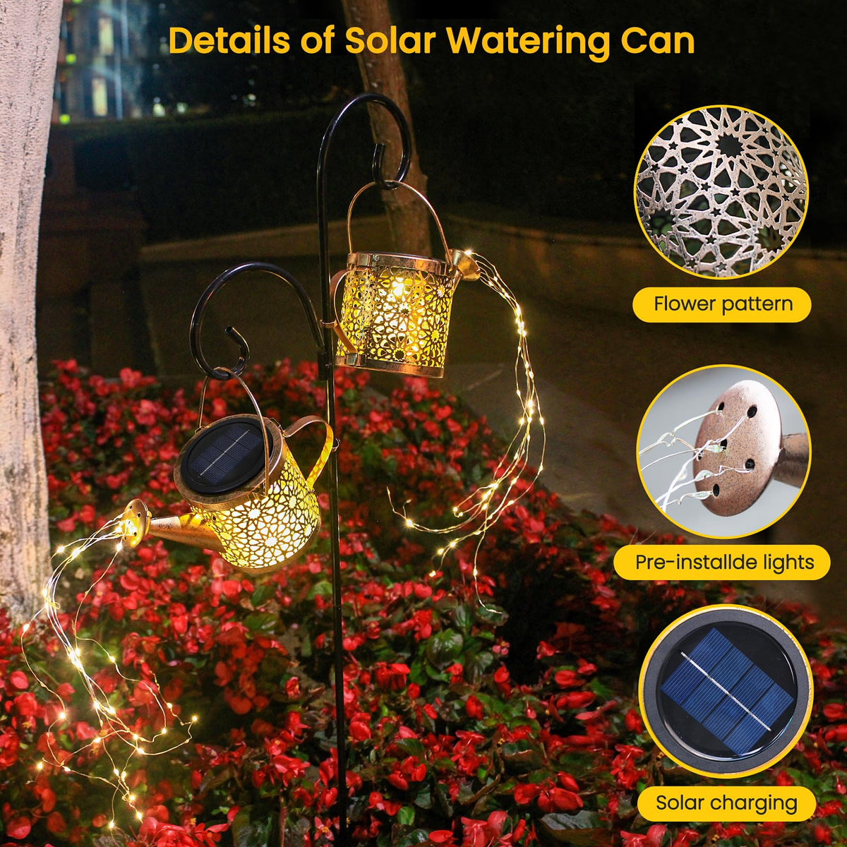 Misawce garden decor watering can light stands alone indoors