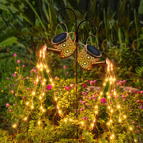 Misawce watering can light with hanging hook brightens the garden at night