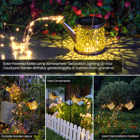 Misawce watering-can lights provide ground projection and romantic silhouettes for plant beds.