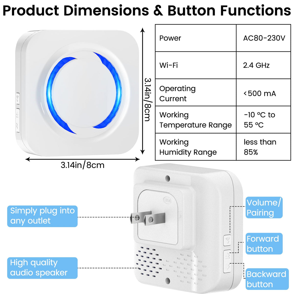 MISDUOCOCO universal compatibility with Ring Blink Google Nest for 2.4GHz doorbells