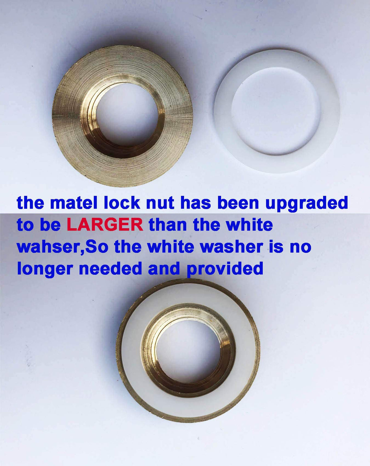 MISSMIN lock nut and rubber washer prevent leaks at waterline connections.
