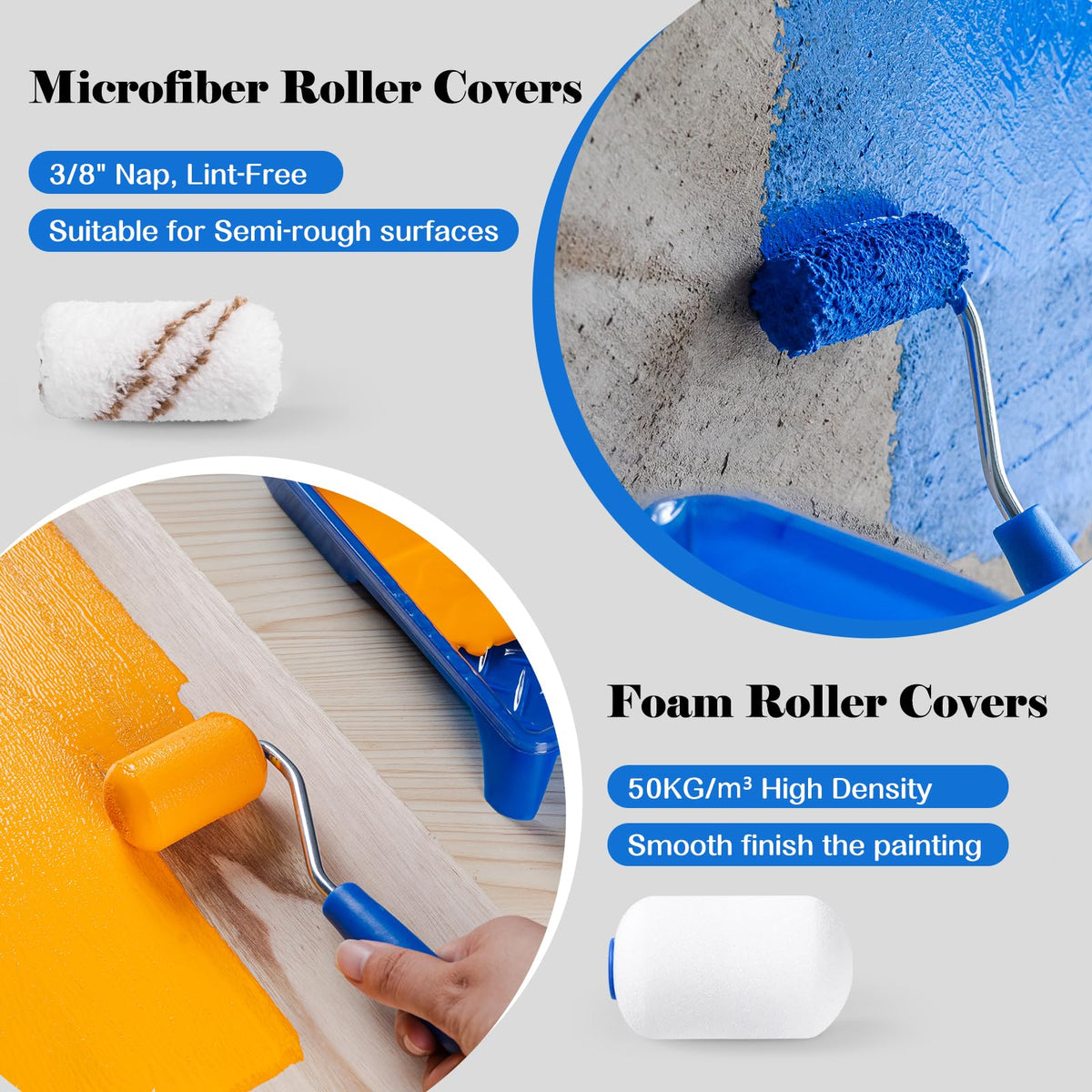 Mister Rui 2-inch foam roller covers deliver consistent pickup for trim and cabinets