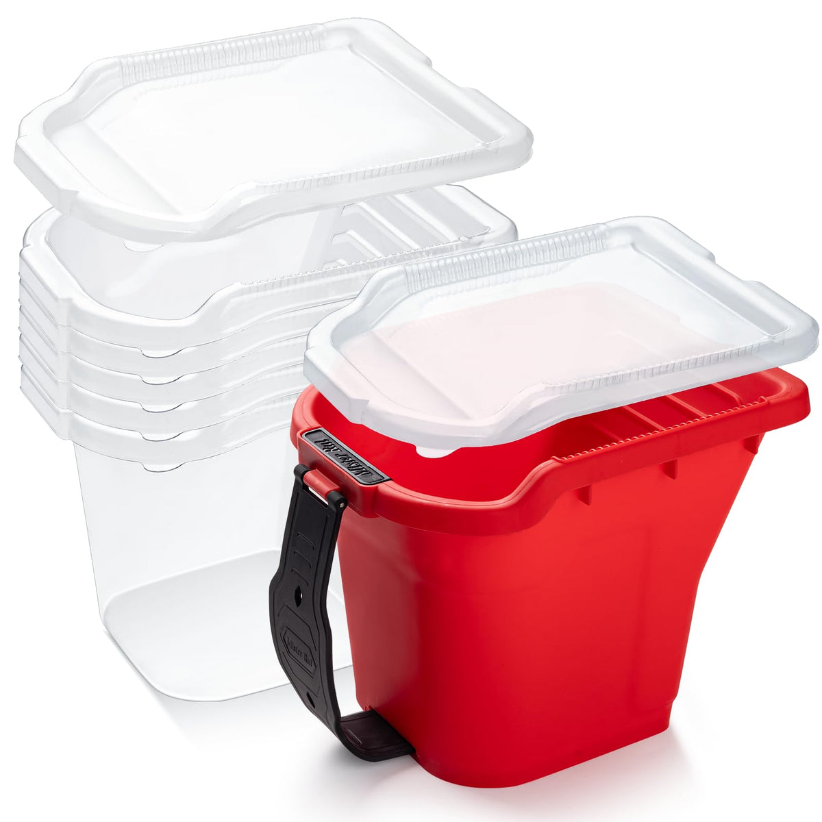 Mister Rui 4in paint bucket with handle and lid for portable touch-ups.