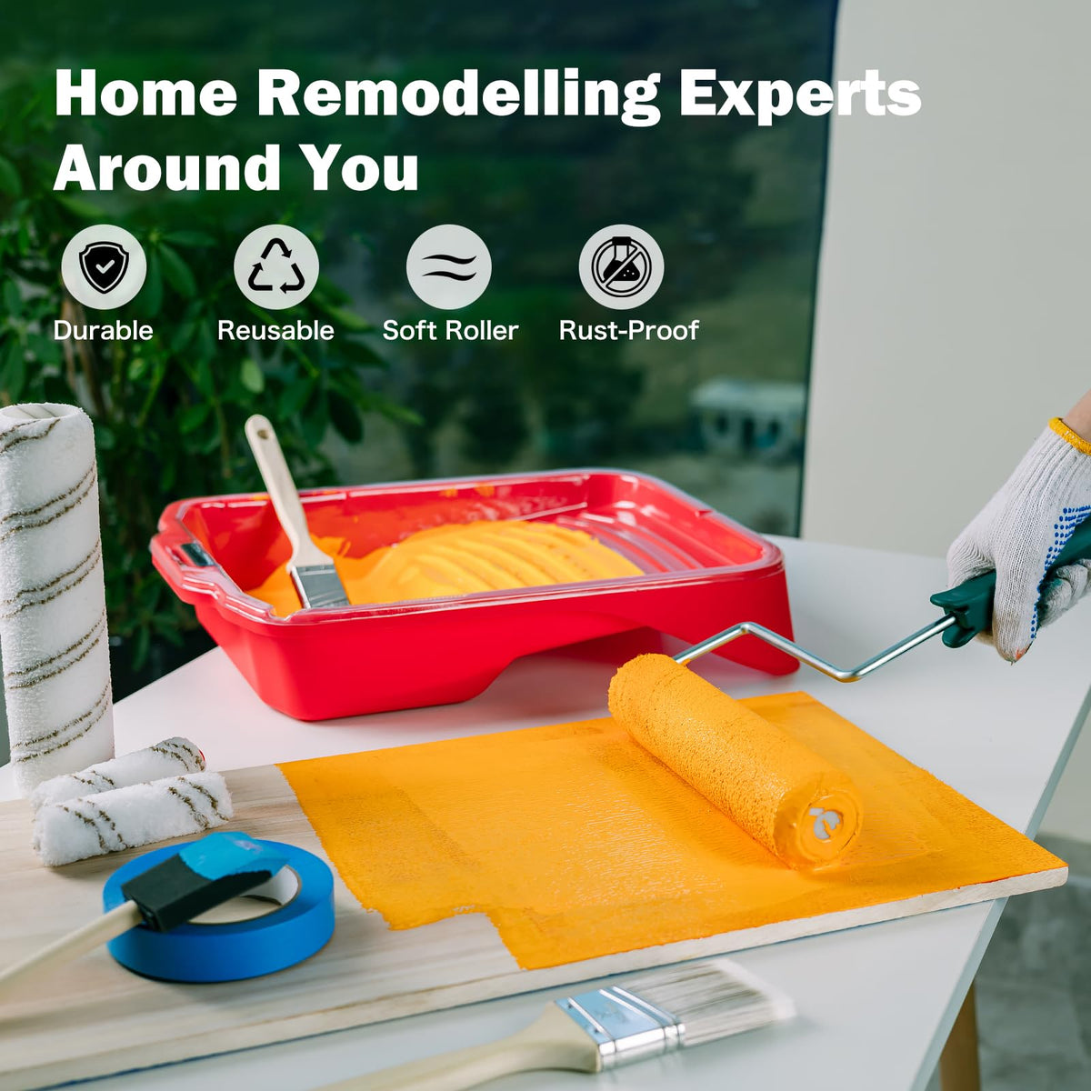 Mister Rui magnetic tray holder shown to prevent drips during painting.