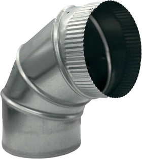 Mitchell Metal 4-Inch adjustable duct elbow with crimped end for quick sheet metal installation.