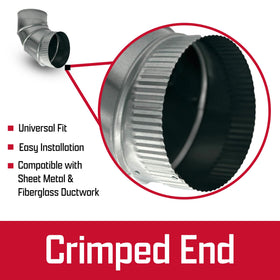 Mitchell Metal elbow with crimped end for quick, secure installation.