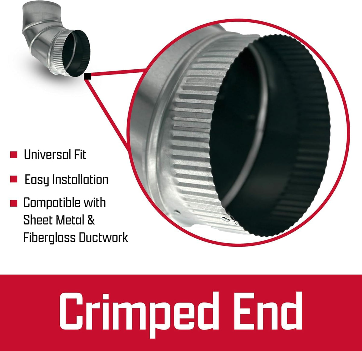 Mitchell Metal smooth-interior duct elbow minimizes airflow blockages.