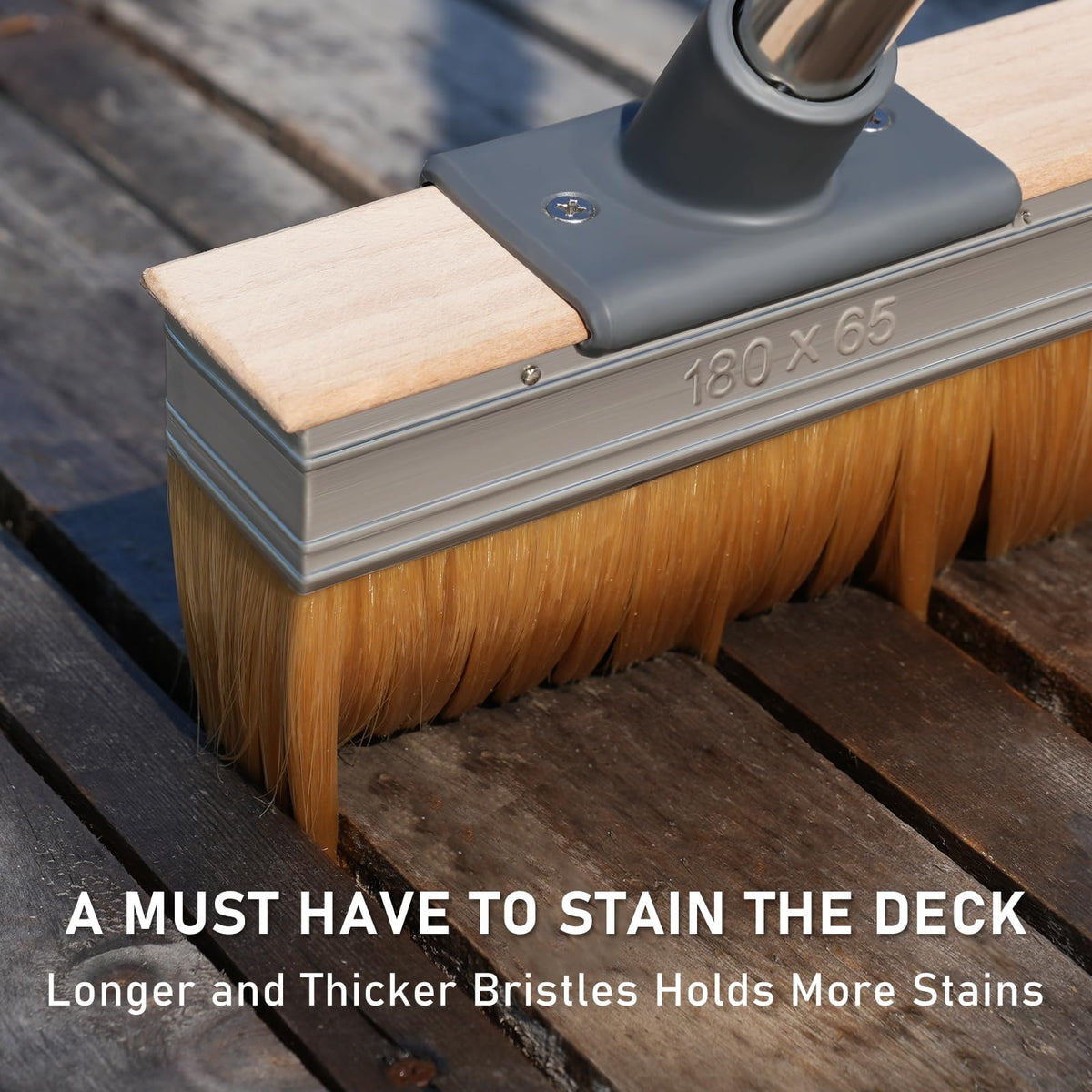 Mitclear deck brush features thick synthetic bristles for smooth coatings