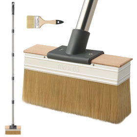 Mitclear deck stain brush with long handle enabling comfortable upright painting