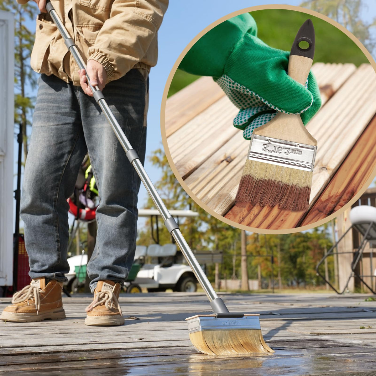 Mitclear multi-use deck brush suitable for decks, fences, patios