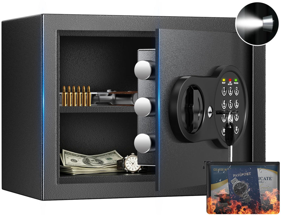Mitlvge 0.9 cu ft small safe box front view for discreet home security.