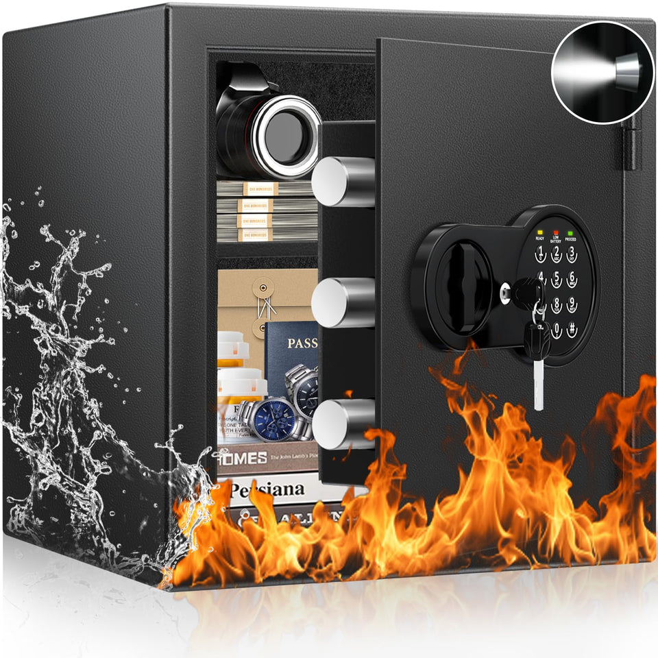 Mitlvge 2.0 fireproof safe front view showing rugged design and protection