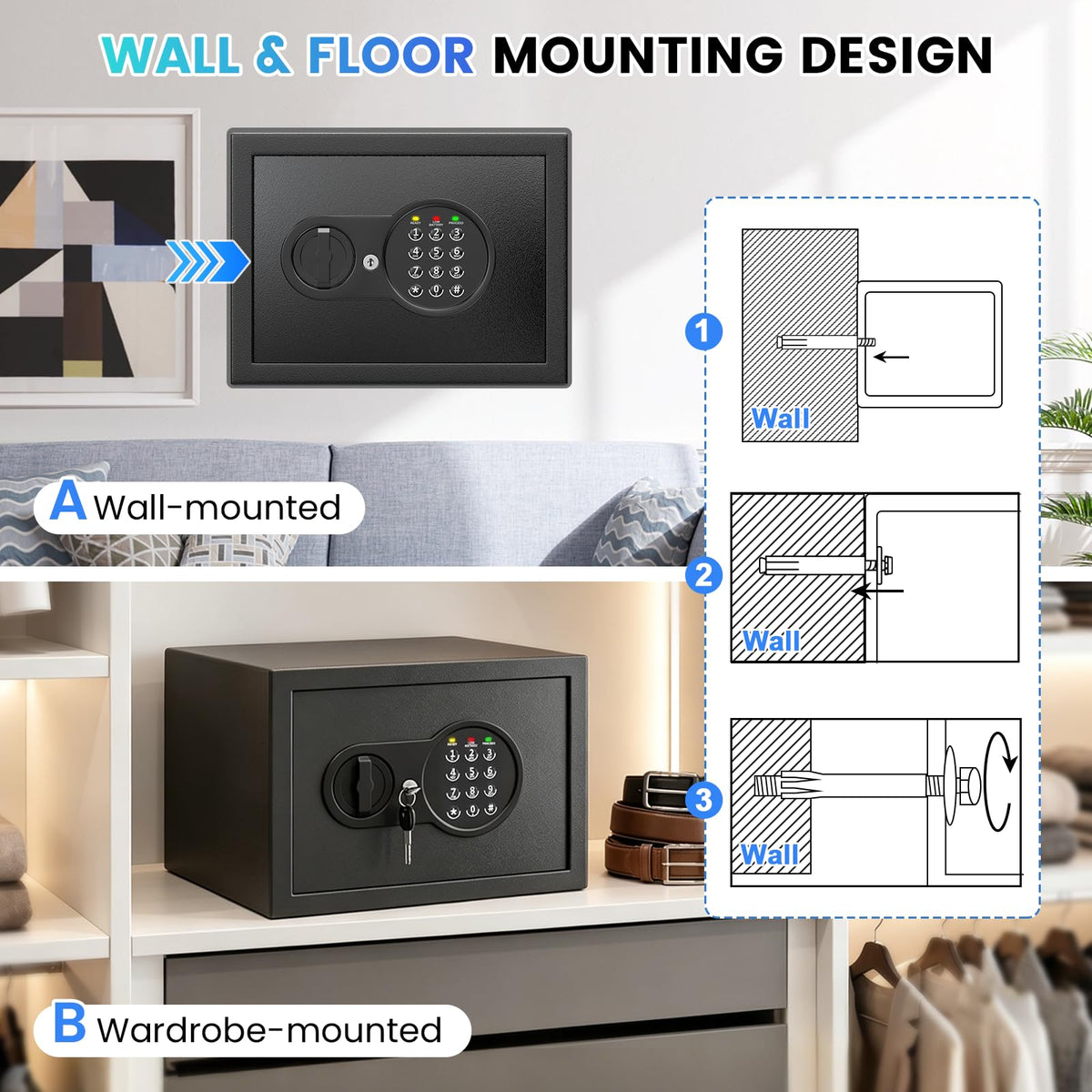 Mitlvge compact safe stored in a drawer or wardrobe.