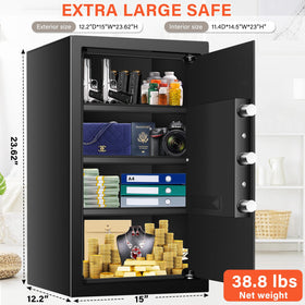 Mitlvge safe interior with 3 removable shelves for valuables