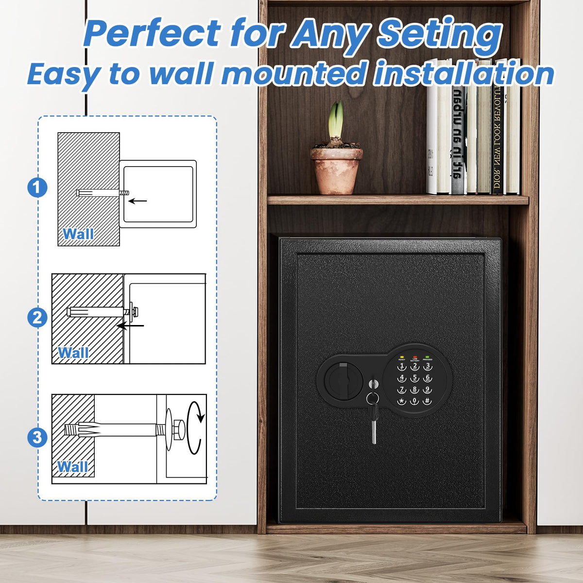 Mitlvge safe box includes spare keys for easy access.