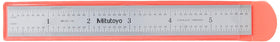 Mitutoyo 182-105 steel rule close-up showing durable edge and clear graduations.