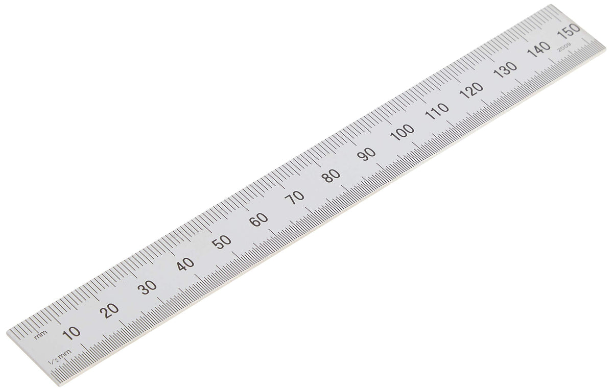 Mitutoyo 182-105 steel rule with multi-gradations for precise layout measurements.