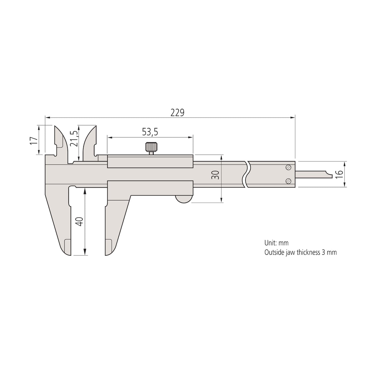 Mitutoyo 530-101 vernier calipers with hardened stainless steel durability