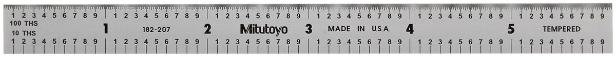 Mitutoyo steel rule 6in satin chrome finish with easy-to-read graduations for metalworking.