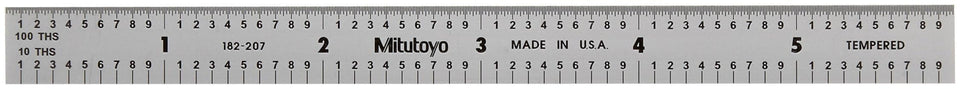 Mitutoyo steel rule 6in satin chrome finish with easy-to-read graduations for metalworking.