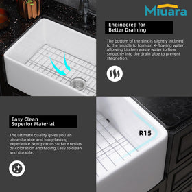 Miuara 33-inch kitchen sink wide-angle showcasing generous interior