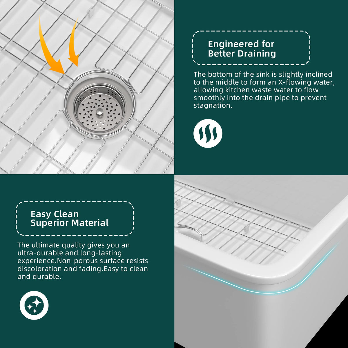 Miuara white sink compatibility with garbage disposers for easy cleanup