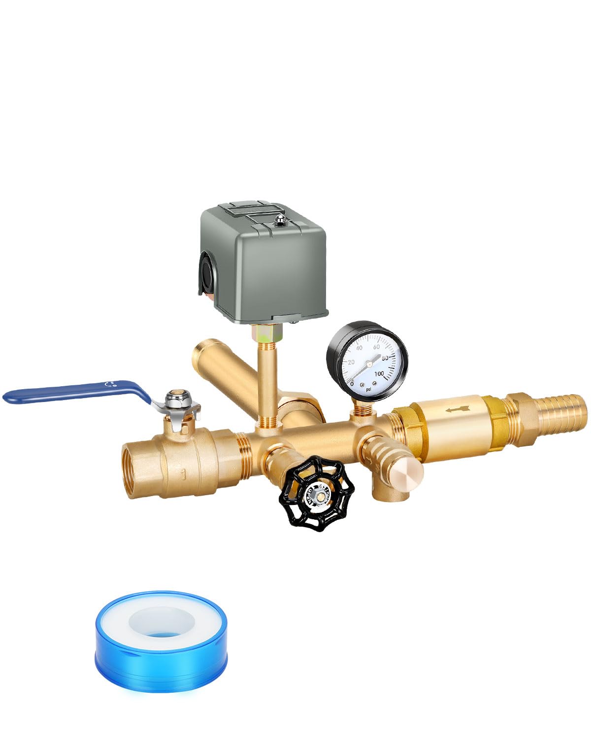 Miumoon well tank tee kit brass assembly for up to 16-inch tanks