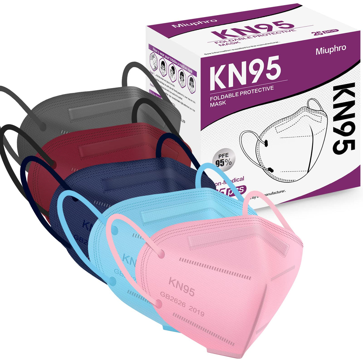 Miuphro KN95 multicolor mask folded in a compact pack for easy daily carry.