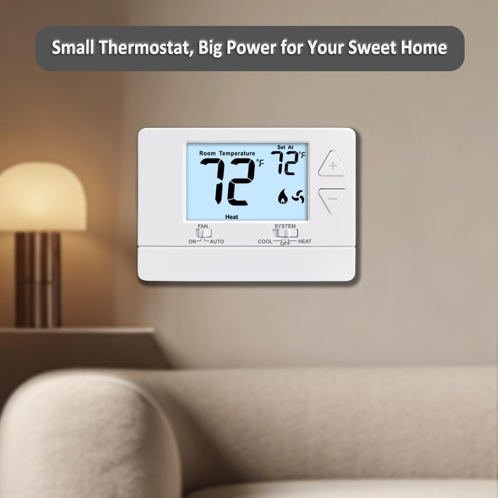 Miuputake compact white thermostat panel blends with modern home decor.