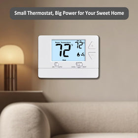 Miuputake compact white thermostat panel blends with modern home decor.